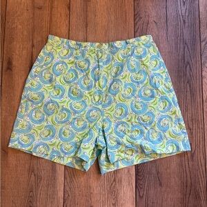 Lilly Pulitzer High Waist Green and Blue Shorts